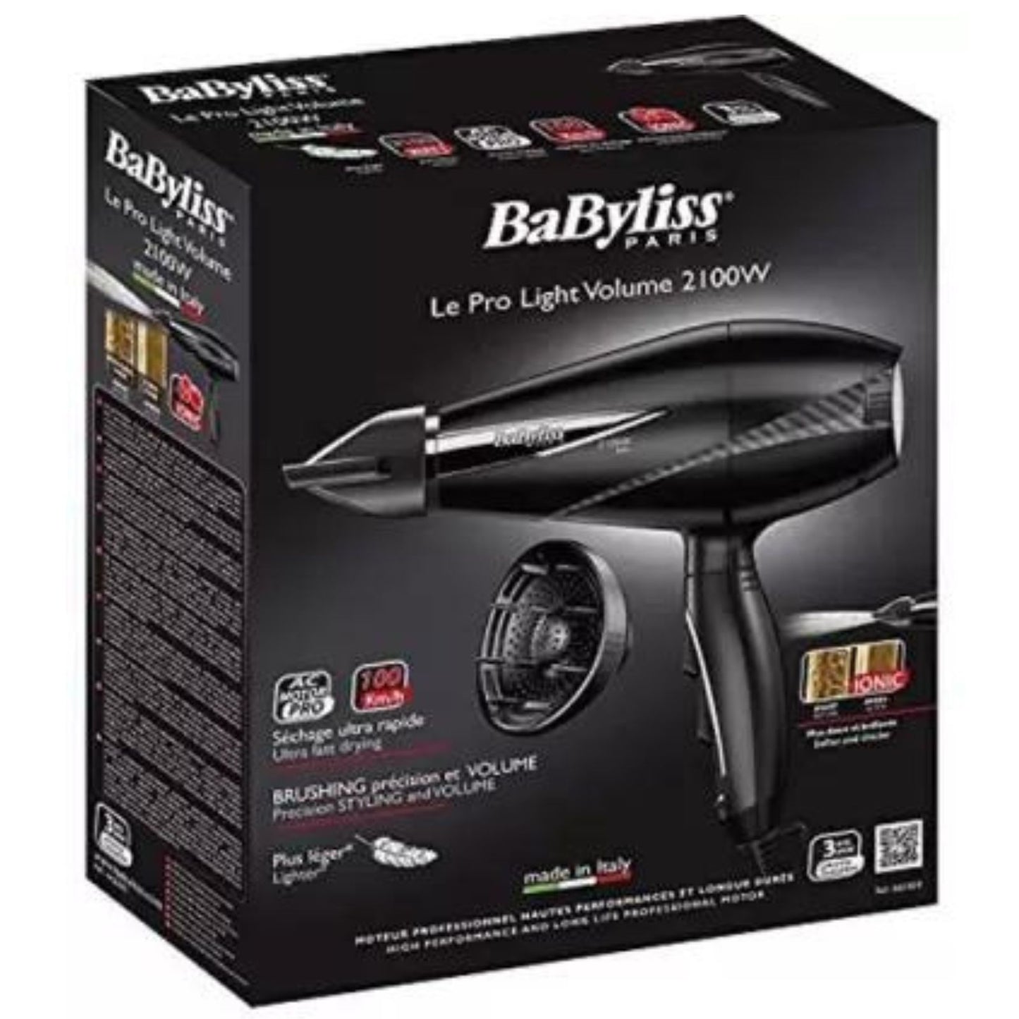 BaByliss 6610DE Pro Light Volume Ionic Hot & Cold Blow Drying Machine Hair Dryer and Diffuser 2100 Watts