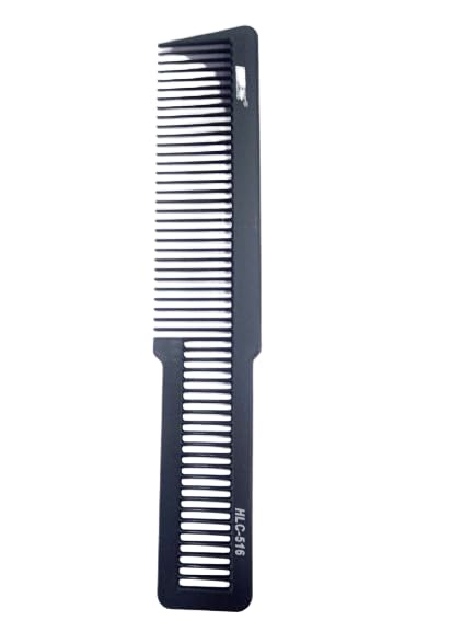 HLC516 Hair Line Professional Carbon Fiber Anti Static Flat Head Hair Comb for Styling Sectioning Haircut for Barber and Hairstylist_Men and Women_Black