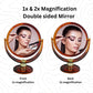 SSM045 Round 2-Sided Magnifying Makeup Mirror Standing Vanity Dressing Mirror for Makeup with Stand Shell 5 Inch