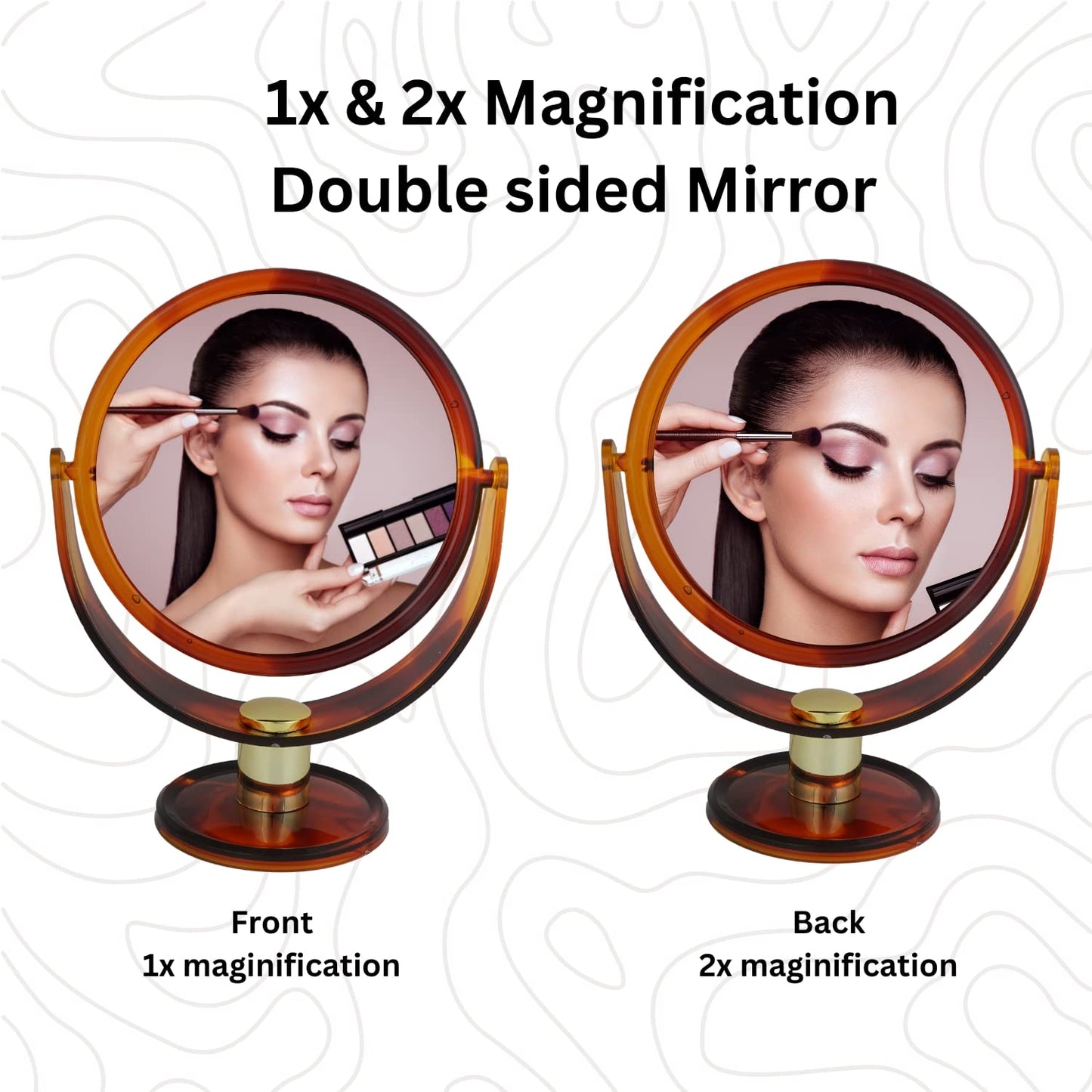 SSM045 Round 2-Sided Magnifying Makeup Mirror Standing Vanity Dressing Mirror for Makeup with Stand Shell 5 Inch