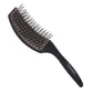 Scarlet Line Professional 7 Rows Medium Air Vent Curved Shape Ball Tip Bristles Flat Hair Styling Brush With Plastic Handle For Men and Women_Black