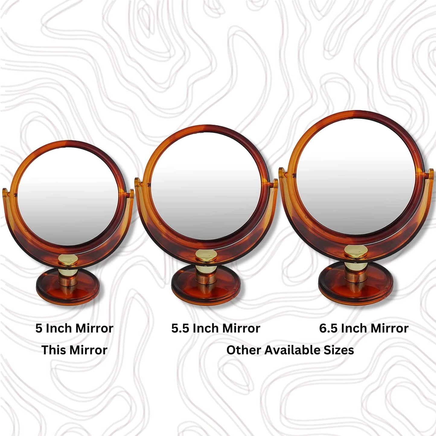 SSM045 Round 2-Sided Magnifying Makeup Mirror Standing Vanity Dressing Mirror for Makeup with Stand Shell 5 Inch