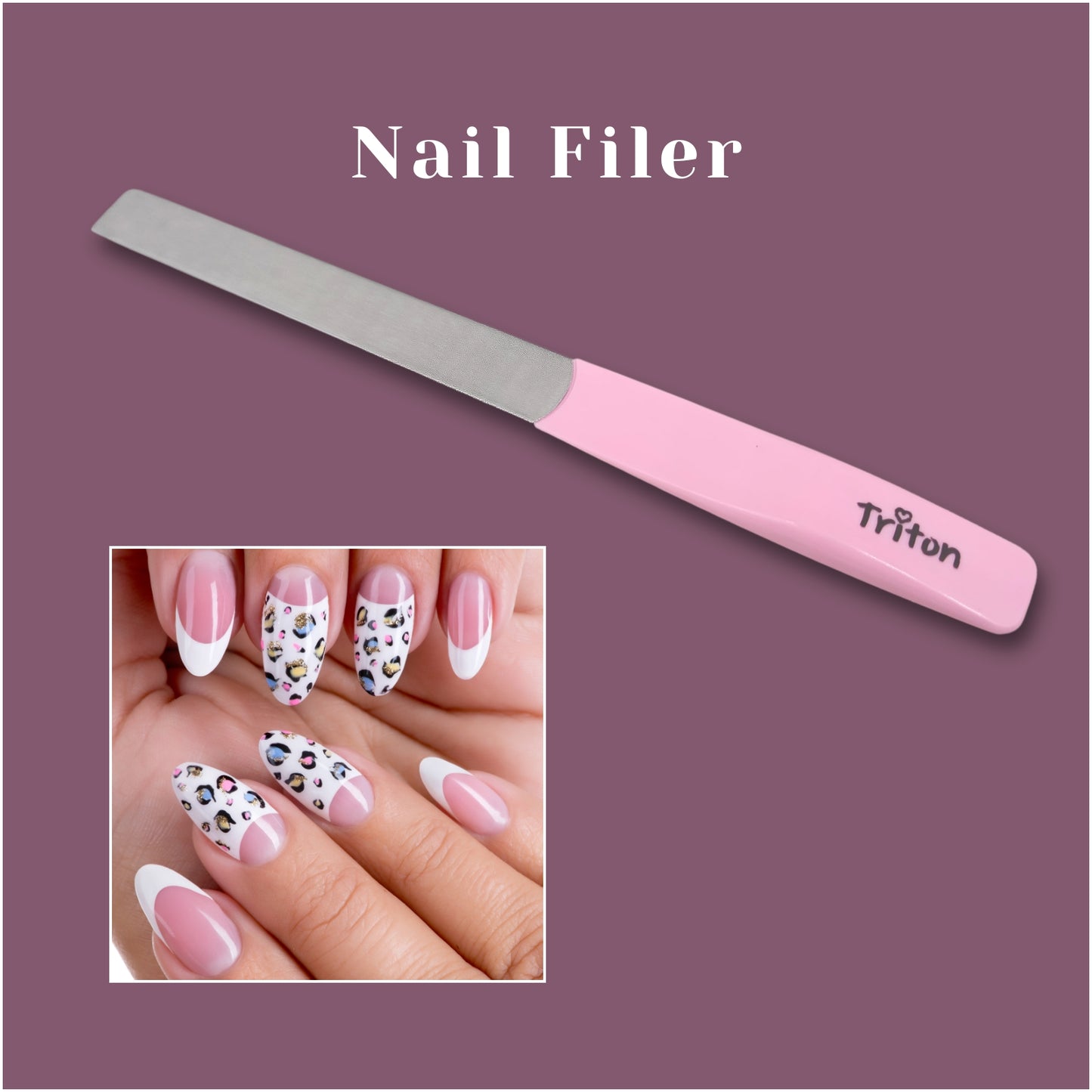 TLS001 TRITON Professional Nickel Coated Nail Shaper Nail Filer Tool for Manicure n Pedicure, Finger n Toe Nail Shaper for Shaping,Smoothing n Nail Art_Pink