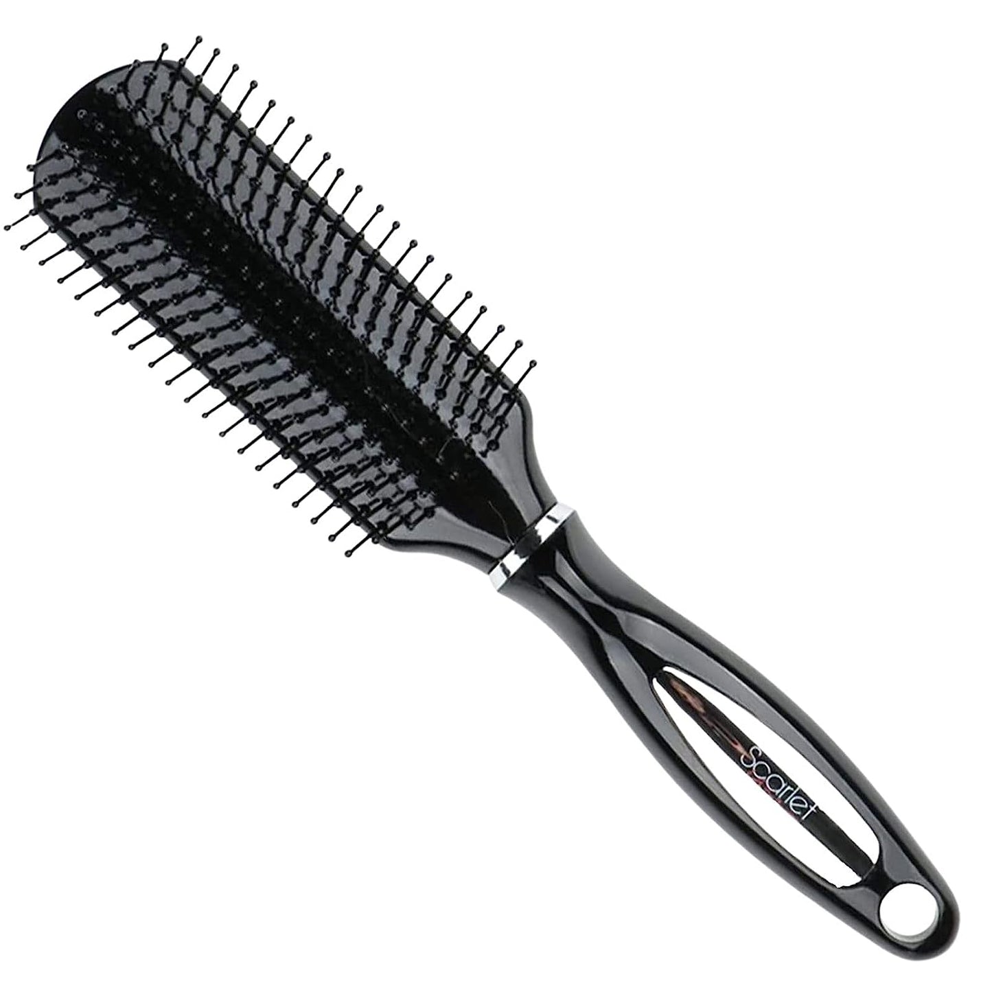 SBX081 9 Row Flat Hair Brush For Styling with Anti Slip Handle n Ball Tip Nylon Bristles