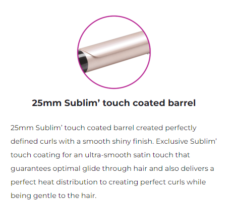 BaByliss C325E Curling Iron 25 mm Sublim Touch Coating, 180 degree, On off Switch, Cool tip and heat protection stand Tong_Black