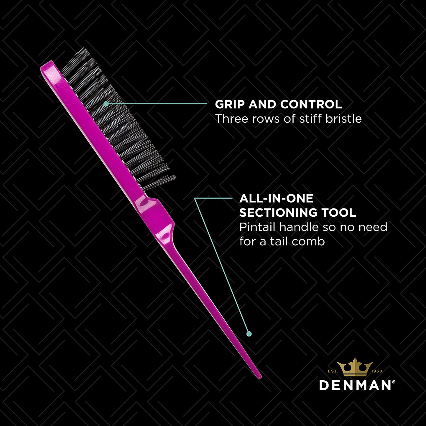 Denman Dress-out Brush with Nylon Bristle and Pin Tail