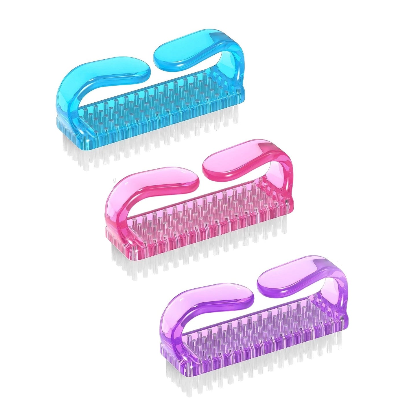 HNC026 Hair Line Professional Plastic Nail Scrubber Dust Cleaner Brush with Handle Grip For Home, Office, Kitchen, Bathroom, Garden Shed Sink, Travel_3 Pcs