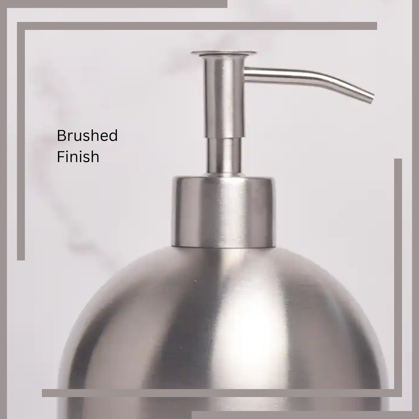 HSB066 Hair Line Rust-Proof Brushed Nickel Stainless Steel Metal Liquid Hand Soap Refillable Dispenser Pump Bottle for Bathroom, Bedroom, Kitchen_Round_485ml