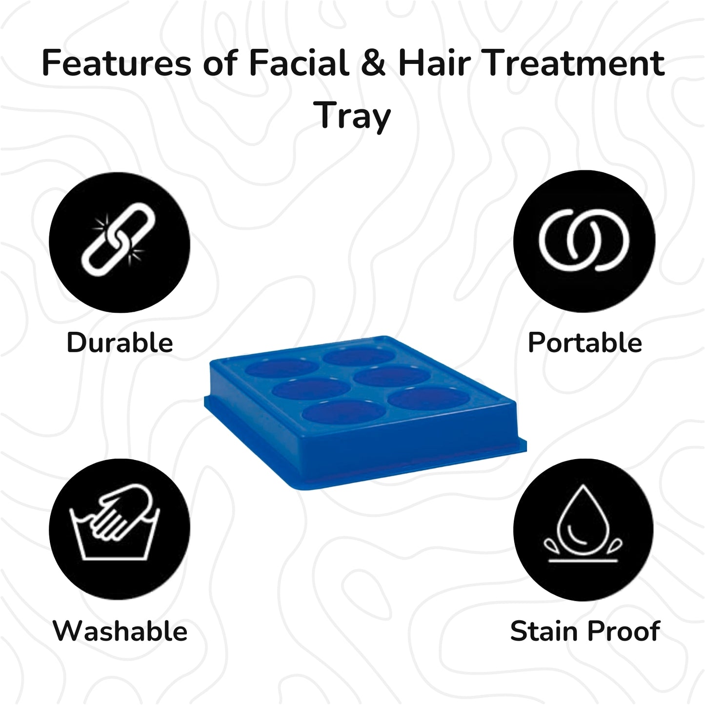 HDI233 Hair Line 6 Cup Facial Tray for Facial Mask, Professional Heavy Plastic Washable Stain Proof Plastic Plate,Facial Makeup Cosmetic Tool_Blue