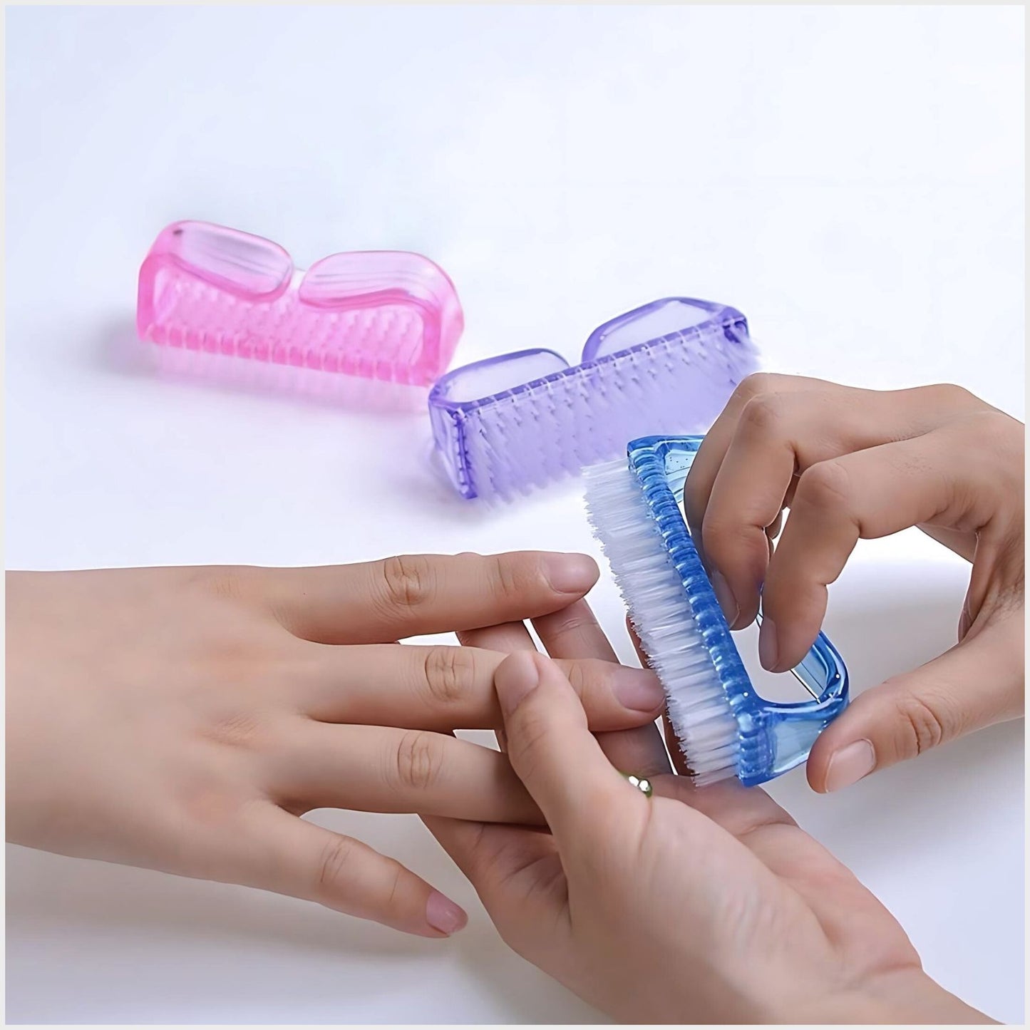 HNC026 Hair Line Professional Plastic Nail Scrubber Dust Cleaner Brush with Handle Grip For Home, Office, Kitchen, Bathroom, Garden Shed Sink, Travel_3 Pcs