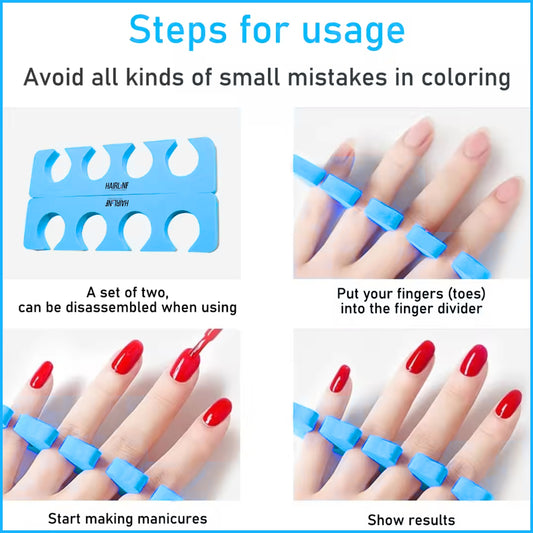 TEC042 Hair Line Professional Toenail Separator Spacer Straighteners Soft Sponge Divider Nail Paint Polish Protector for Manicure Pedicure Foot Spa Tool Blue