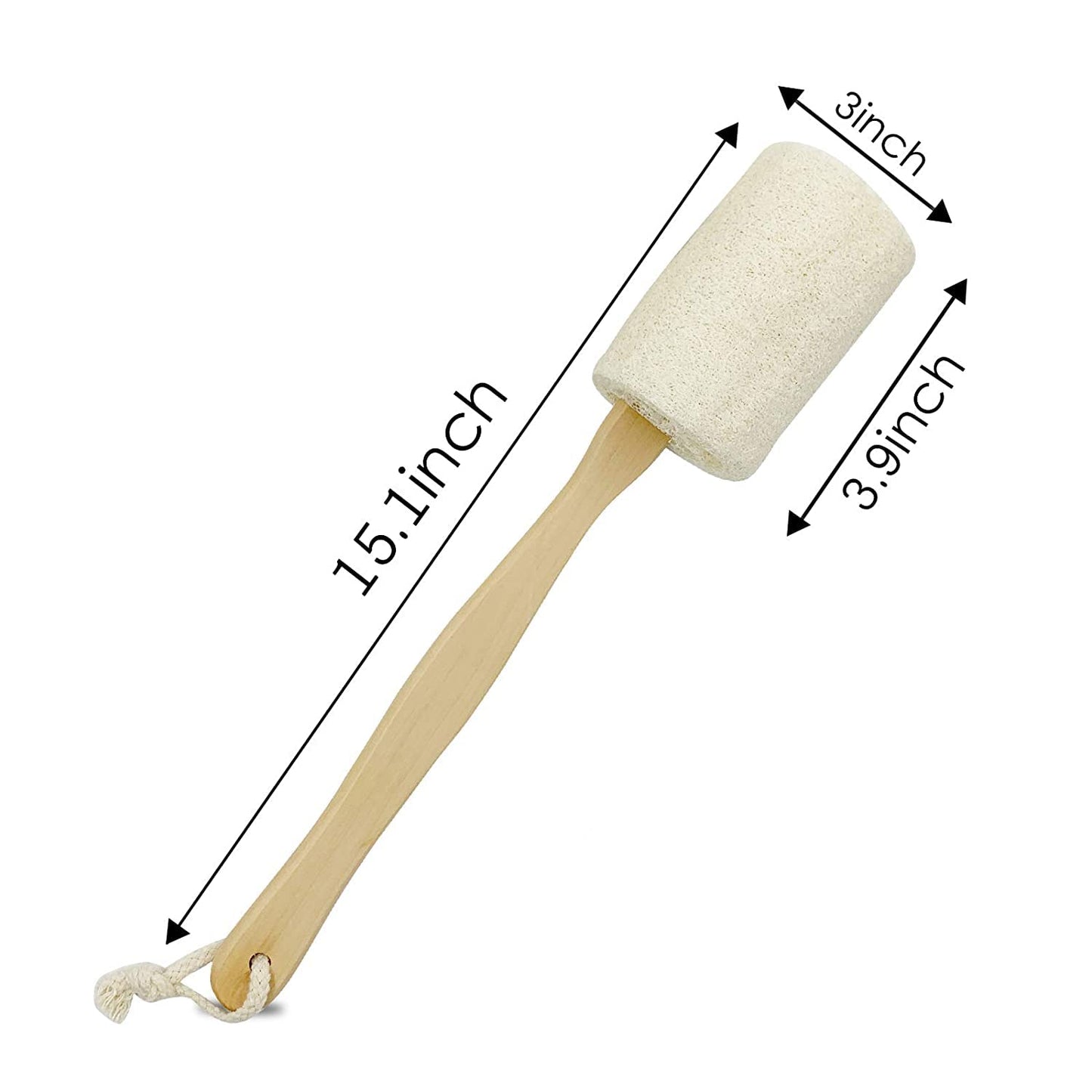 SB1014 Jute Loofah Bath Brush for Shower with Wooden Long Stick Handle for Back Massage Rubbing, Sponge Exfoliating Body Scrubber