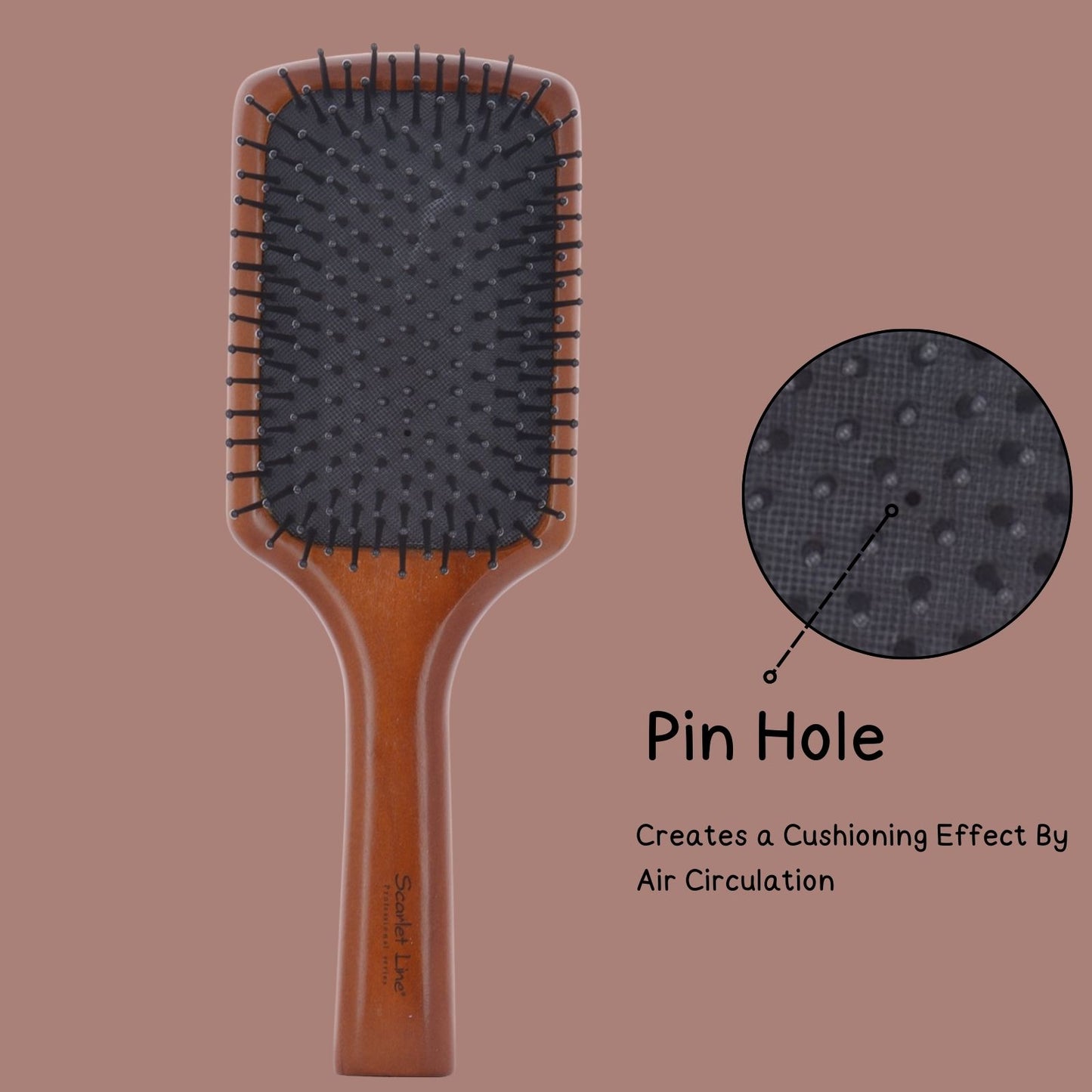 SPB046 Maple Wood Large Air Cushion Ball Ended Nylon Bristles Paddle Hair Brush