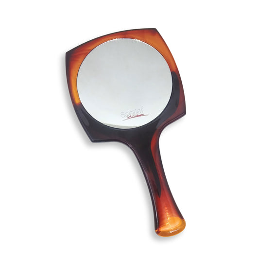 SSM888T Scarlet Line Professional Round Shape Double Sided Magnifying Makeup Hand Mirror with Handle for Men & Women