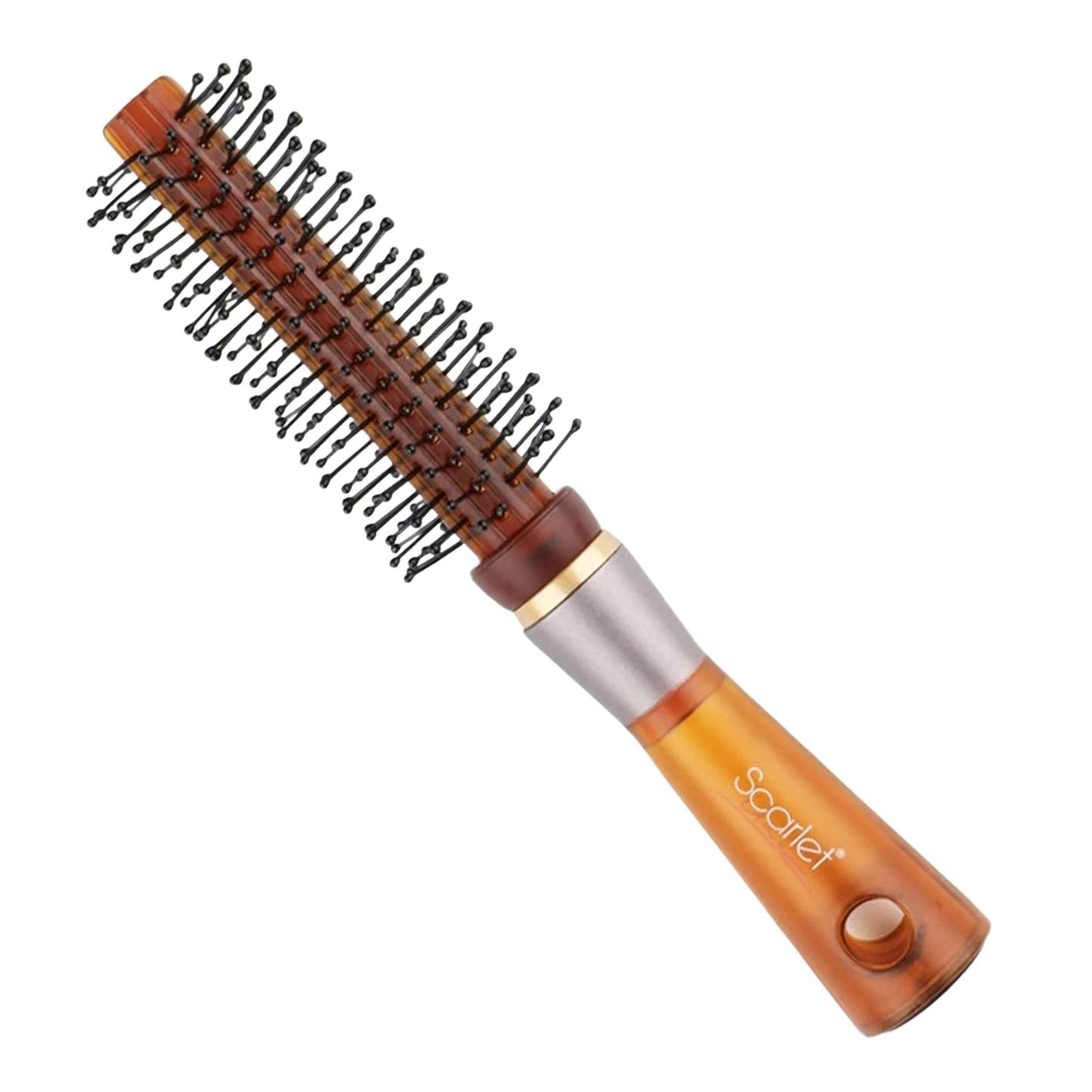 SBX073-074 Professional Round Hair Brush For Styling with Anti Slip Handle n Ball Tip Nylon Bristles_Brown