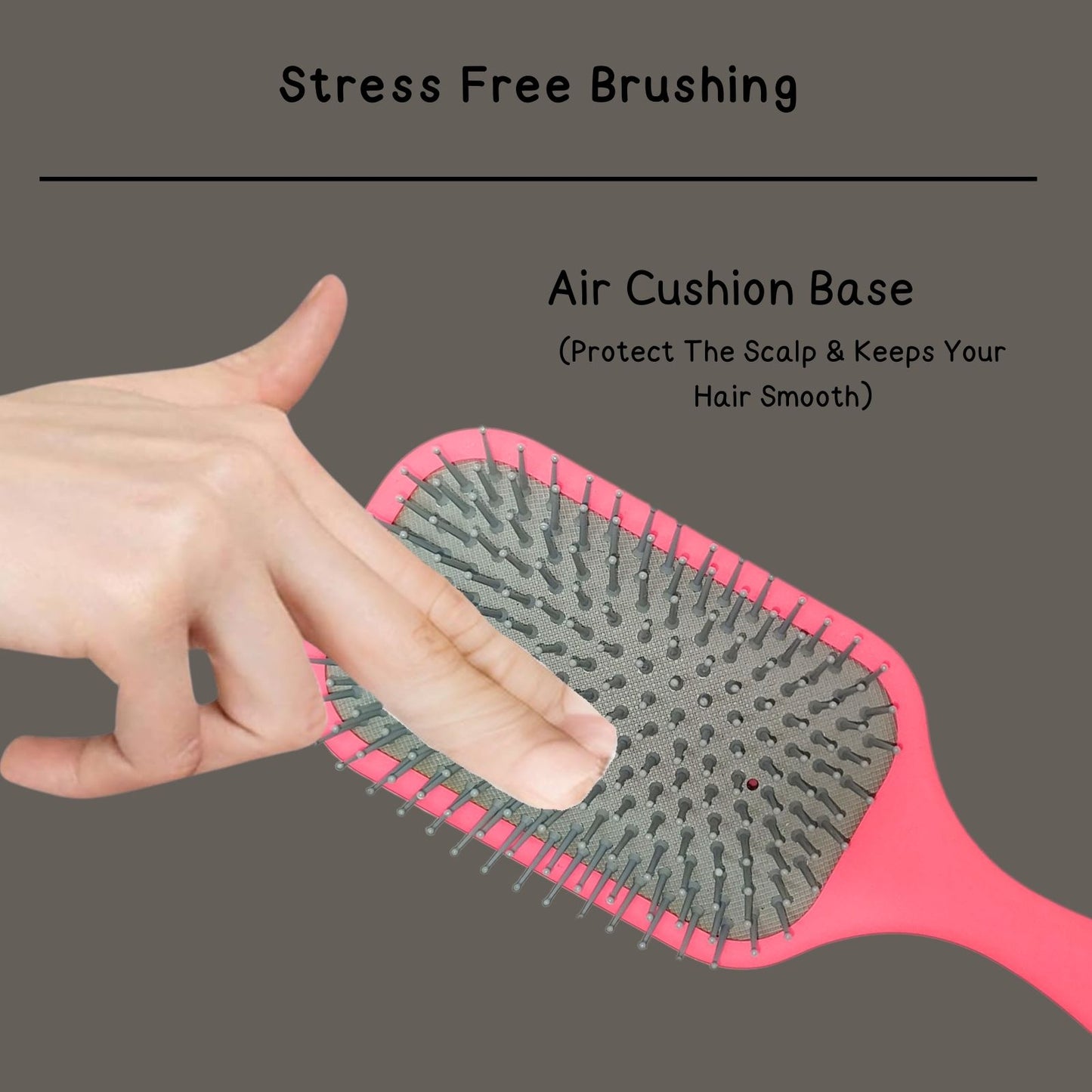 SPB040 Large Paddle Hair Brush Matte Finish Handle, Natural Air Cushion Pad Ball Tip Nylon Bristles