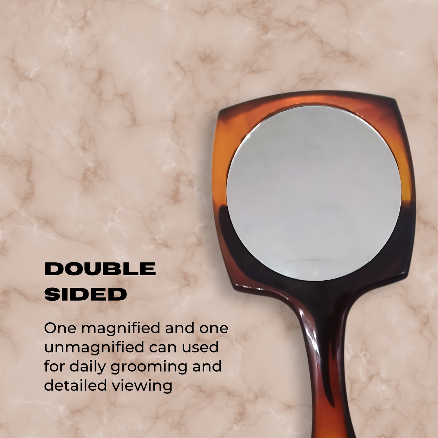 SSM888T Scarlet Line Professional Round Shape Double Sided Magnifying Makeup Hand Mirror with Handle for Men & Women