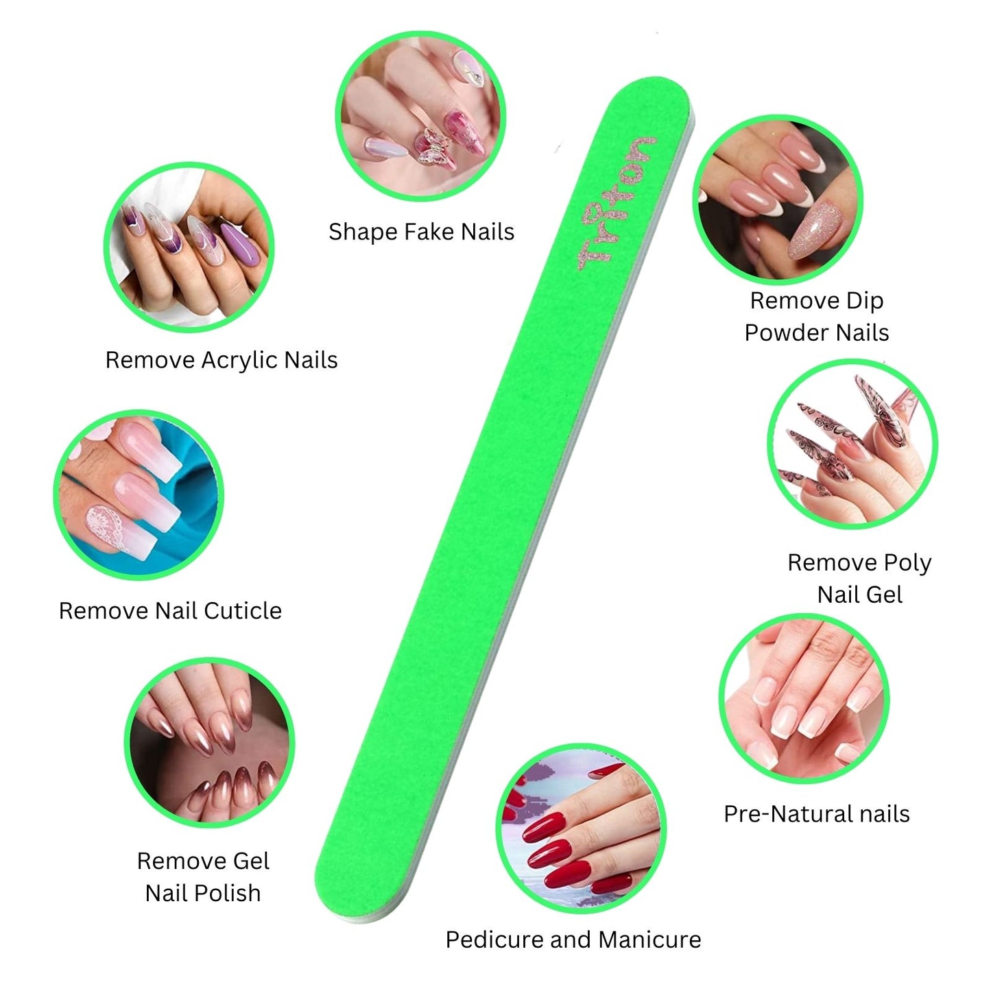 TNB015 2-Sided Nail Filer Emery Board Buffer Polisher Reusable Hard File Washable Manicure Pedicure Tool