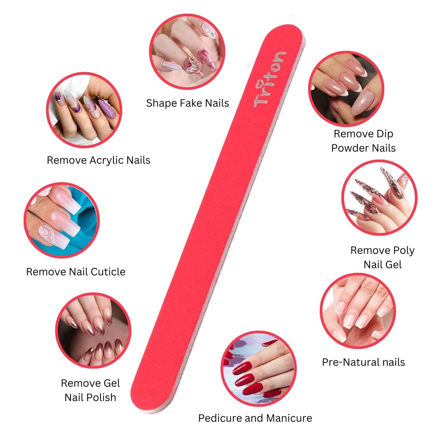 TNB015 2-Sided Nail Filer Emery Board Buffer Polisher, Reusable Hard File Washable Manicure Pedicure Tool