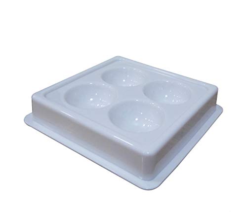 HDI234 4 Cup Facial Tray for Facial Mask Heavy Plastic Washable Stain Proof Plastic Plate Facial Makeup Cosmetic Tool_White Color