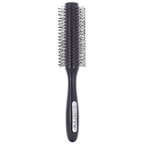 SBX002 Maple Wood Anti Static Matte Round Hair Brush with Anti Slip Grip Soft Ball Tip Nylon Bristles For Styling