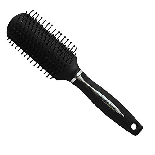 SFB026 Ladies 7 Rows Small Copper Flat Hair Styling Brush with Anti Slip Grip Lines on Handle