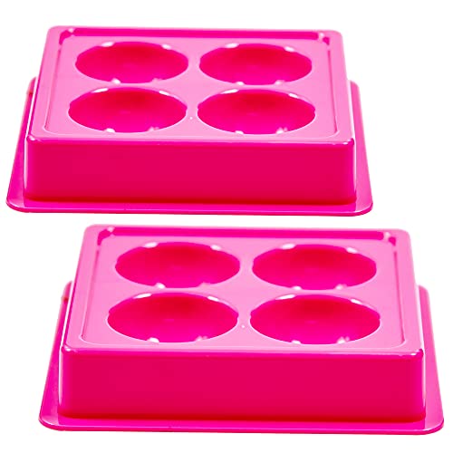 HDI234 4 Cup Facial Tray for Facial Mask, Professional Heavy Plastic Washable Stain Proof Plastic Plate, Facial Makeup Cosmetic Tool_Pink Color