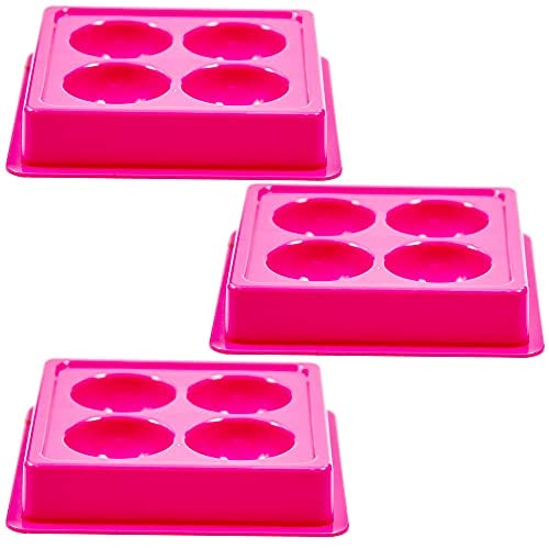 HDI234 4 Cup Facial Tray for Facial Mask, Professional Heavy Plastic Washable Stain Proof Plastic Plate, Facial Makeup Cosmetic Tool_Pink Color