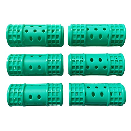 Hair Line Professional Snap on Plastic Hair Roller, Self Grip No Heat Curlers For Hairdressing, Home n Saloon Use_2.5 cm_Green Color_Pack of 6 Rollers