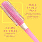 SRB035-45 Professional Round Hair Brush with Anti Slip Rubber Grip Handle Soft Ball Tip Nylon Bristles Round Brush For Styling_Pink Color