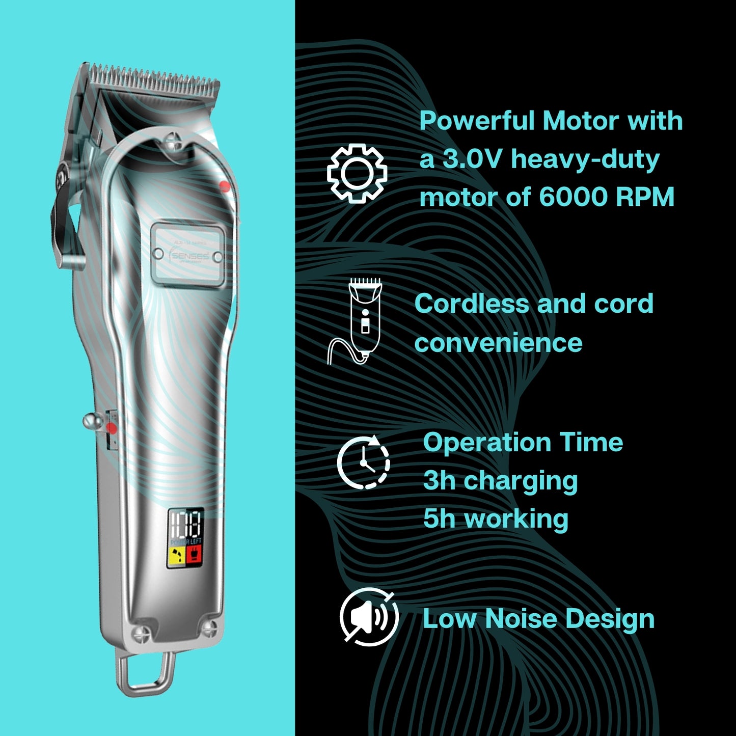 ICON Digital Hair Clipper Hair Cutting with Steel Blade, Beard n Trimmer