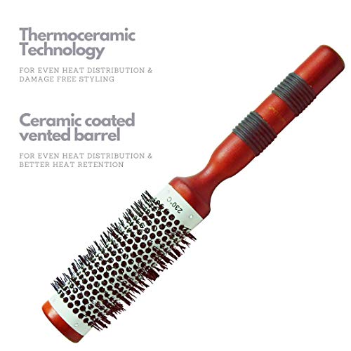 SHB002-006 Professional Extra Small Hot Curling Round Hair Brush White and Orange Color