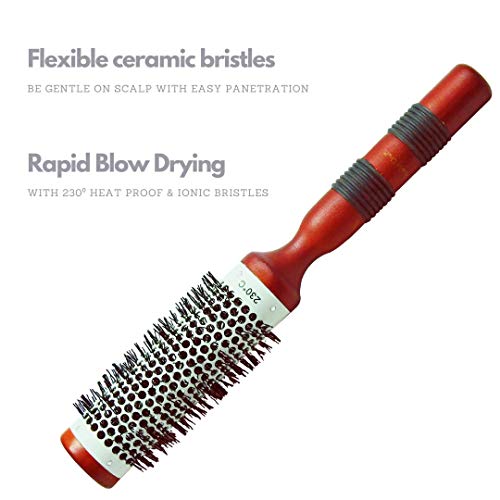 SHB002-006 Professional Extra Small Hot Curling Round Hair Brush White and Orange Color