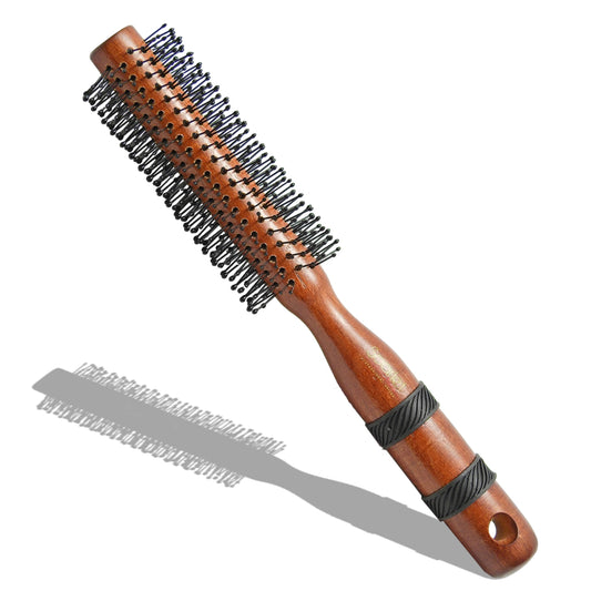 SBX004 Maple Wood Anti Static Round Hair Brush with s on , Soft Ball Tip Nylon Bristles For Styling