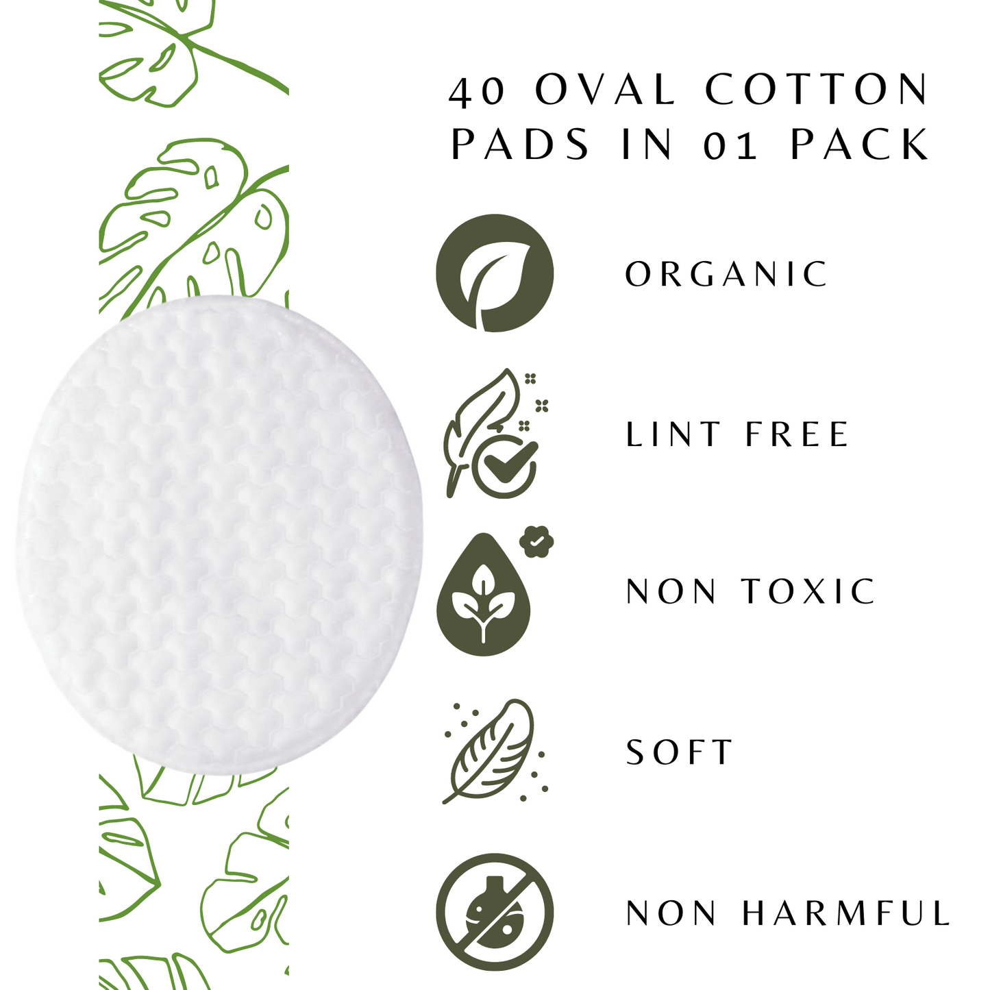 BOC018 Bio Organic Soft Mini Oval Makeup Remover Cotton Pads Use n Throw Face Makeup Cleansing Wipes for Powder Creams Nail Polish Removing 40Pcs Cotton Pads B BOCOTON 11X9X6.5 CM Koki Story