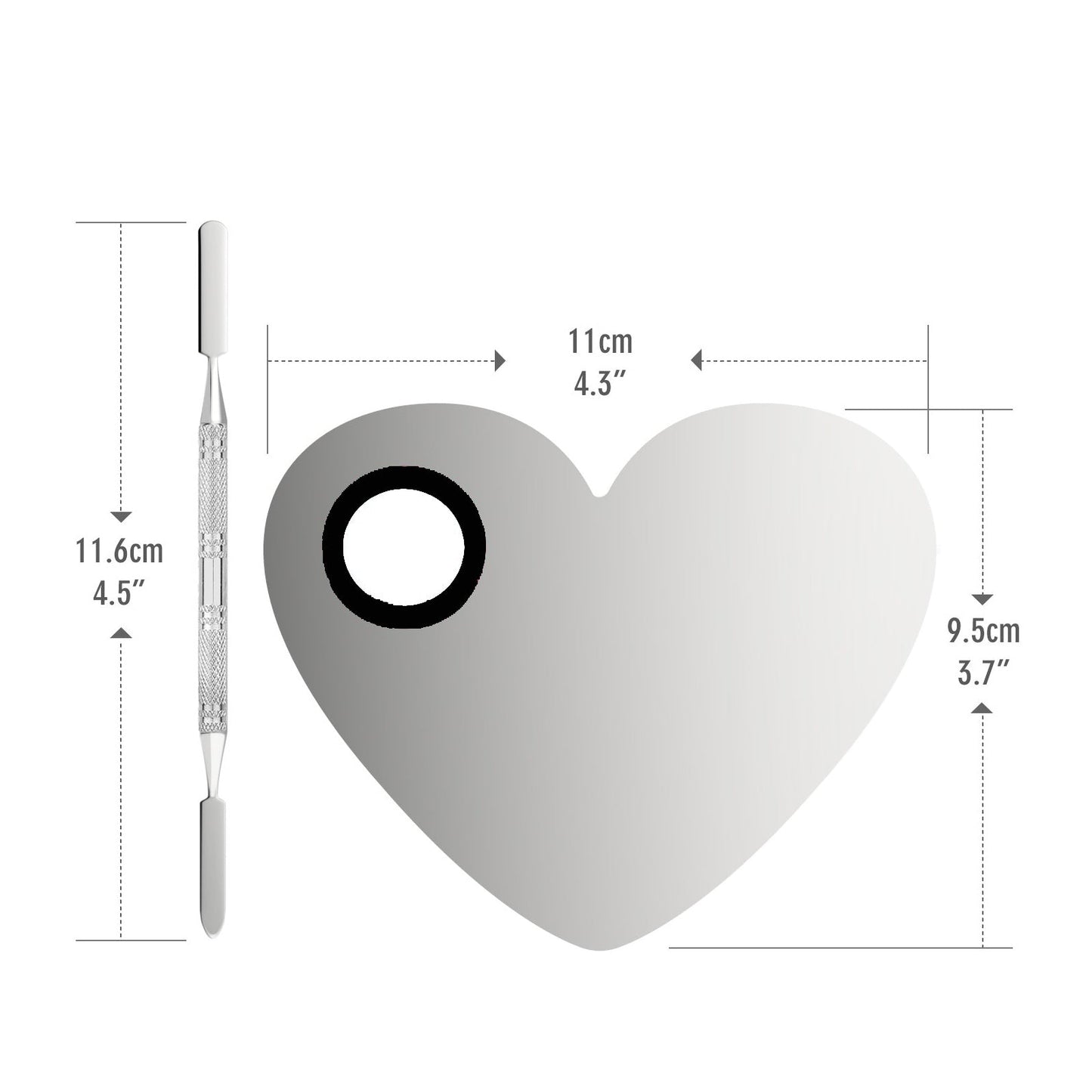 HDI041 Professional Stainless Steel Butterfly Cosmetic Makeup Nail Art Foundation Eyelash Lipstick Mixing/Blending Tool with Spatula Silver Makeup Mixing Plates Hair Line 16.5X11.5X0.5 CM Koki Story