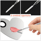 HDI041 Professional Stainless Steel Heart Shape Cosmetic Makeup Nail Art Foundation Eyelash Lipstick Mixing/Blending Tool with Spatula Silver Makeup Mixing Plates Hair Line 16.5X11.5X0.5 CM Koki Story