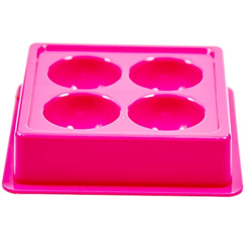 HDI234 4 Cup Facial Tray for Facial Mask, Professional Heavy Plastic Washable Stain Proof Plastic Plate, Facial Makeup Cosmetic Tool_Pink_Pack of 1 Facial Trays Hair Line 13.5X13.5X2.5 CM Koki Story