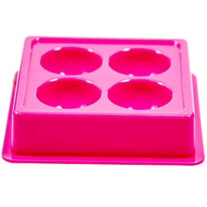 HDI234 4 Cup Facial Tray for Facial Mask, Professional Heavy Plastic Washable Stain Proof Plastic Plate, Facial Makeup Cosmetic Tool_Pink_Pack of 1 Facial Trays Hair Line 13.5X13.5X2.5 CM Koki Story