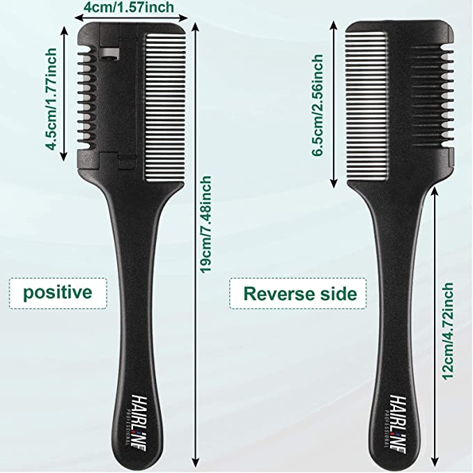 HHT002 Professional Unisex Multi Functional Single Blade Razor Comb for Hair Thining/Trimming, Hairdressing Cutting Tool For Salon n Home Use Hair Combs Hair Line Black Plastic Koki Story