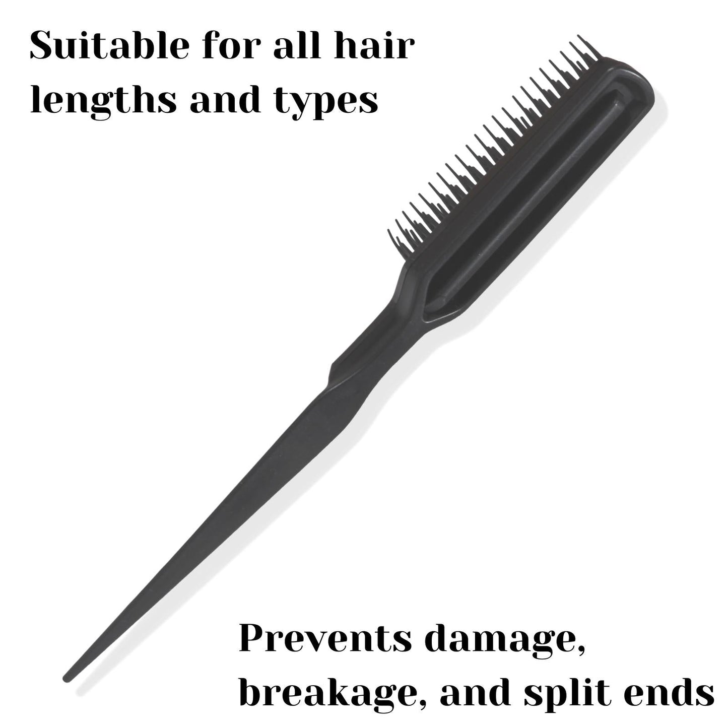 HLC003 Professional 5 Row Comb, Durable n Flexible Tame n Tease Rat Tail Comb for Styling, Back Combing, Detangling, Sectioning n Volumizing_Black Hair Combs Hair Line 25.3X4.2X2 CM Koki Story