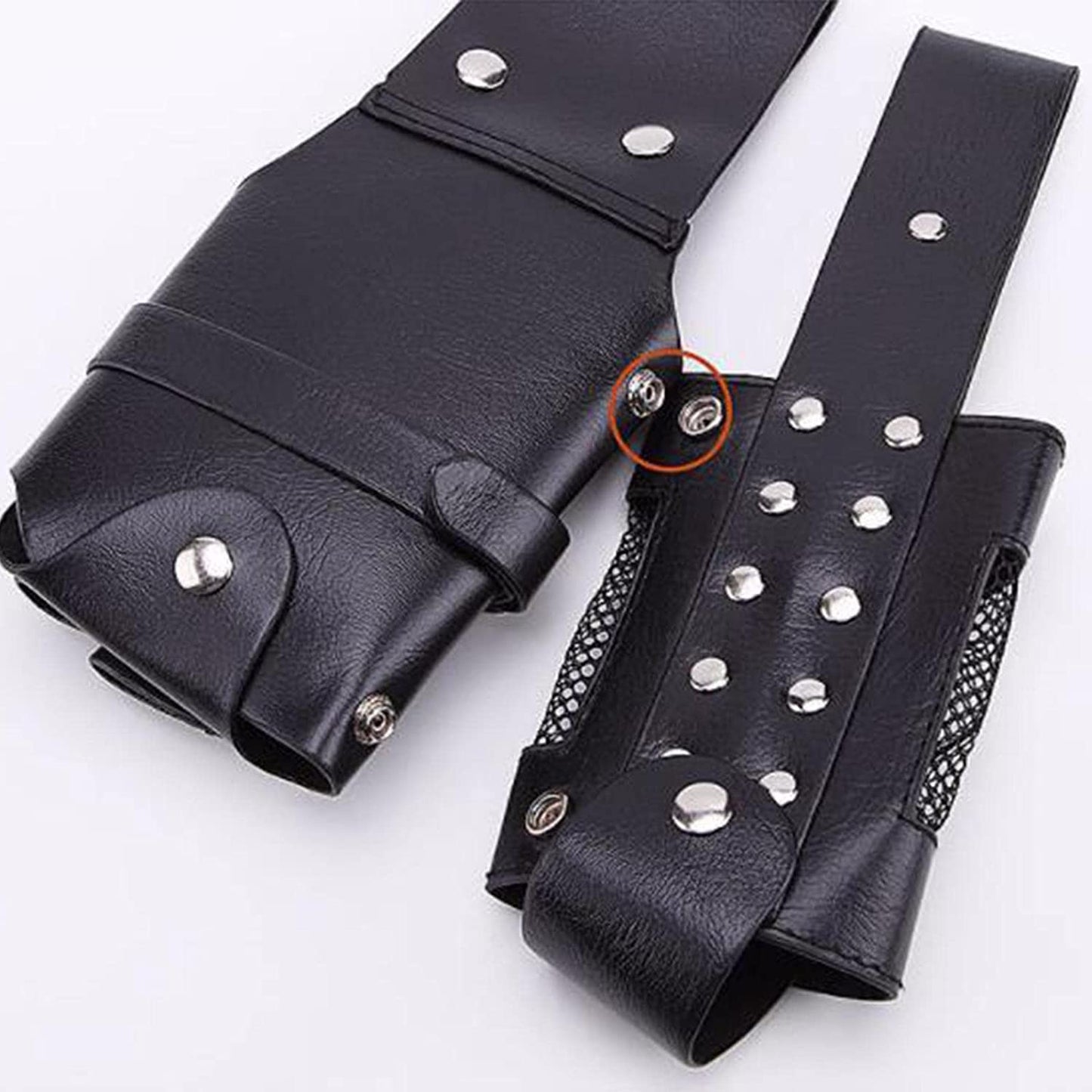 HNL501 Professional Multiple Pocket Leather Waist Bag for Hairdressing Tool, Scissors, Brush, Holster Pouch Holder Case n Removable Belt_Black Salon Tool Cases Hair Line 25X15.5X4.5 CM Koki Story