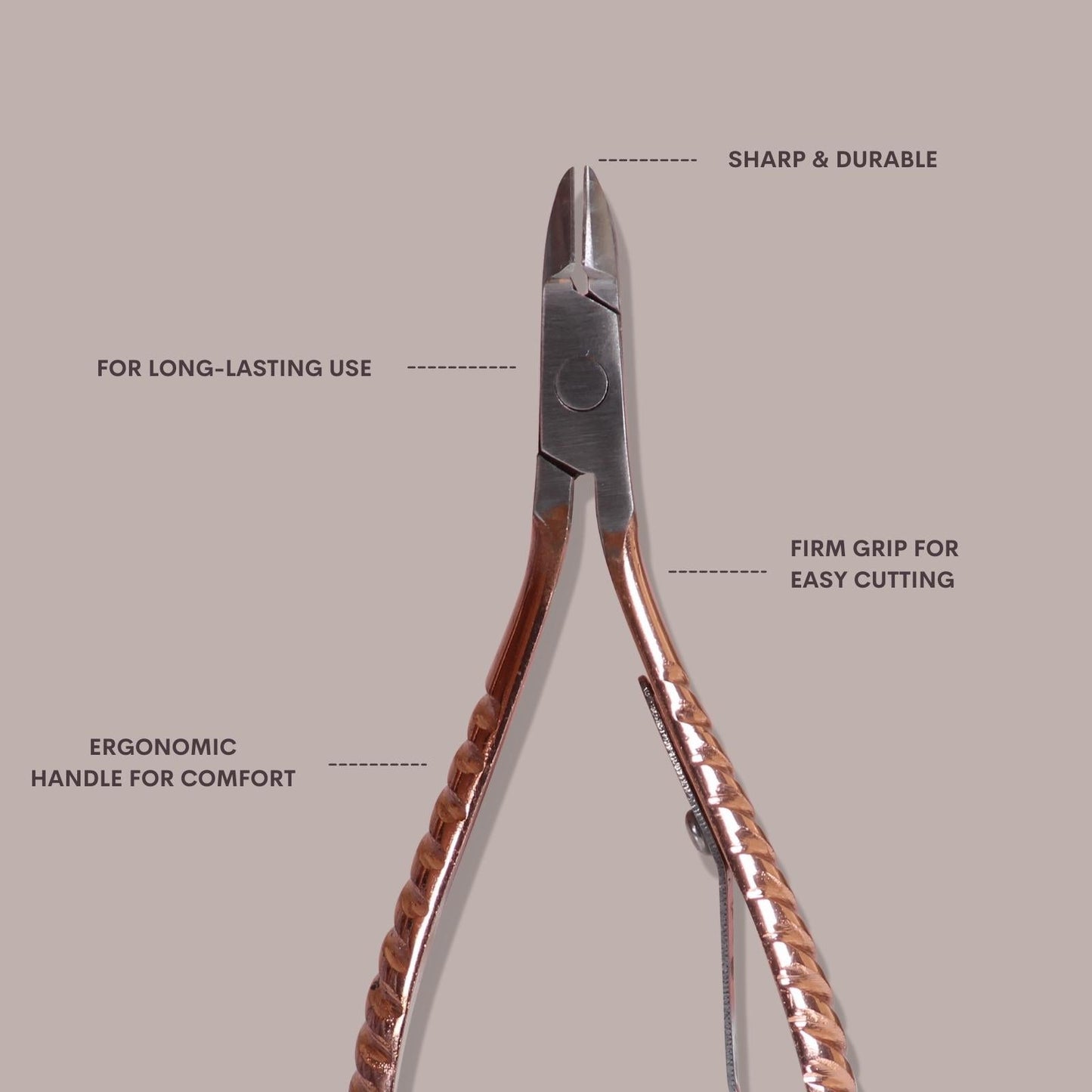 HPC004 Podiatrist Stainless Steel Cuticle Cutter for Dead Skin n Thick n Ingrown Toenail Remover Nippers Clipper Manicure Pedicure Tool Rose Gold Nail Cutters Hair Line 18.5X9.5X1 CM Koki Story