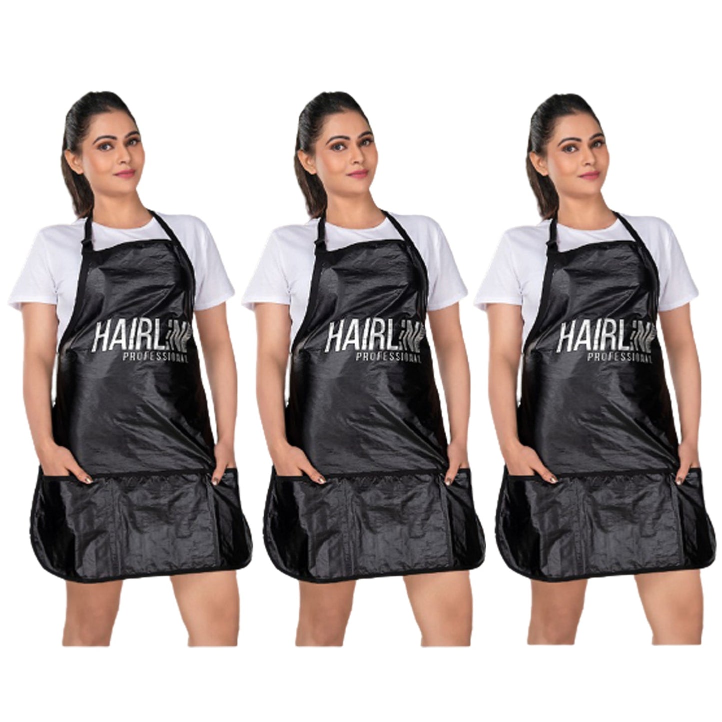 HSA003 Professional Self Apron for Salon, Beauty Parlour Hairdresser, Barber Beautician Cutting Styling Staff Apron With Tool Pocket Self Aprons Hair Line Pack of 3 Koki Story