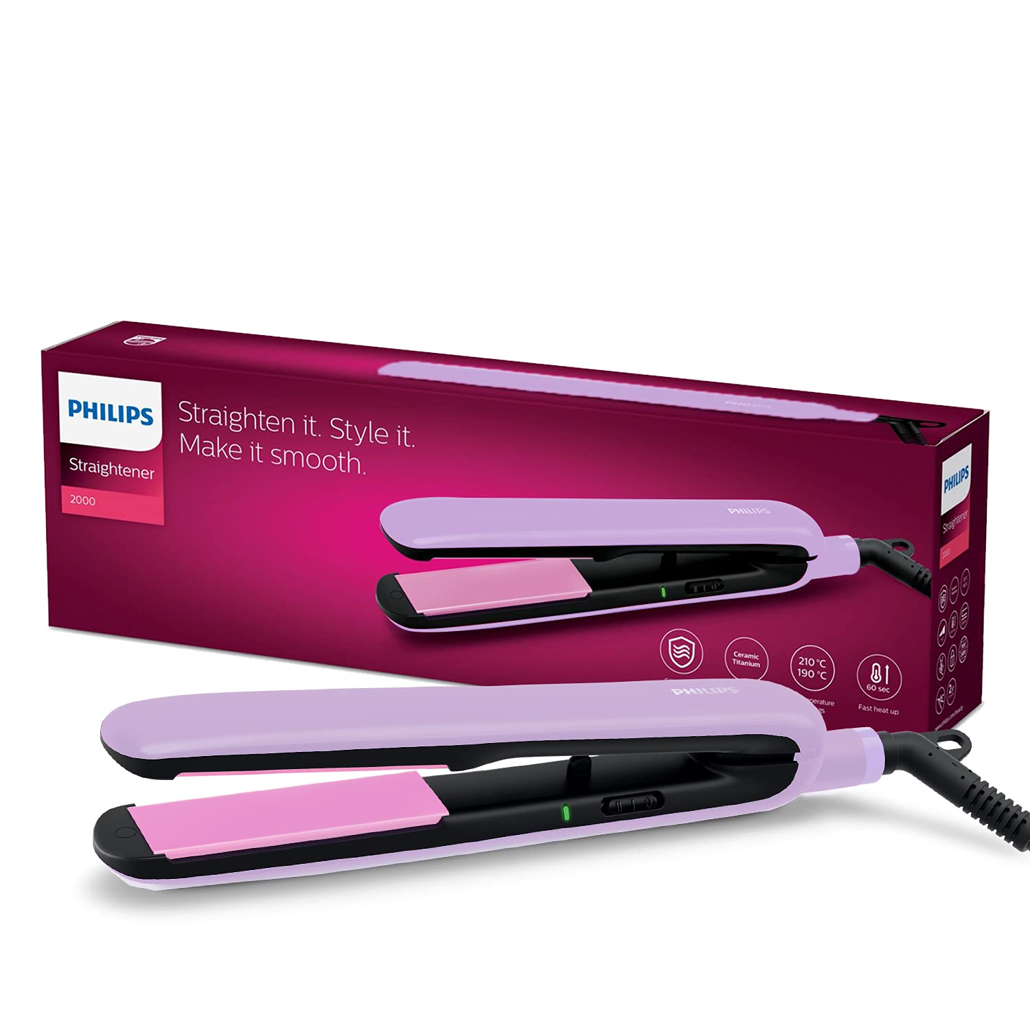 BHS 393/40 Straightener with SilkProtect Technology. Straighten curl suitable for all hair types Lavender Hair Straighteners PHILIPS Koki Story