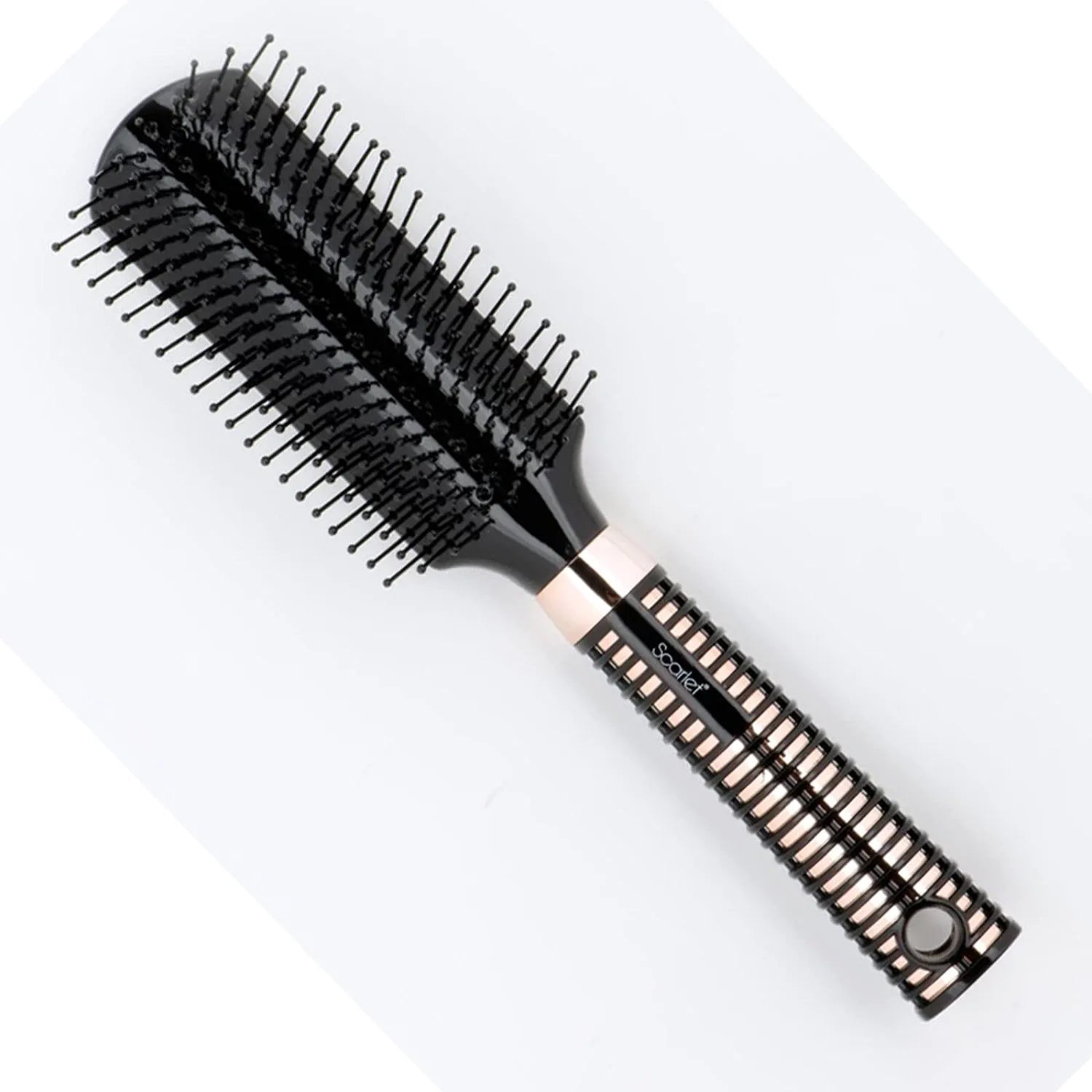 SFB005 9 Row Flat Hair Brush with Anti Slip Ring Plastic Handle Brush with Ball Tip Nylon Bristles Styling n Straightening Paddle Brushes Scarlet Line Black Koki Story