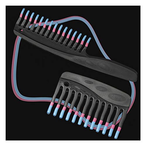 SLC058 Professional 2 in 1 Wide Tooth Hair Comb Shampoo Comb For Massaging Scalp, Detangling Curly Wet Hair n Avoiding Hair Fall Black_2Pc Hair Combs Scarlet Line Koki Story