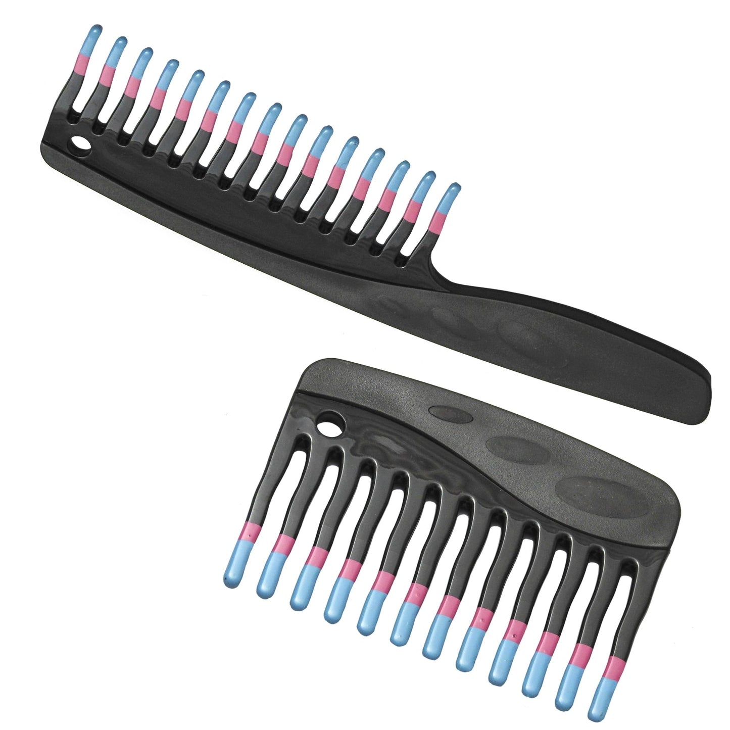 SLC058 Professional 2 in 1 Wide Tooth Hair Comb Shampoo Comb For Massaging Scalp, Detangling Curly Wet Hair n Avoiding Hair Fall Black_2Pc Hair Combs Scarlet Line Koki Story