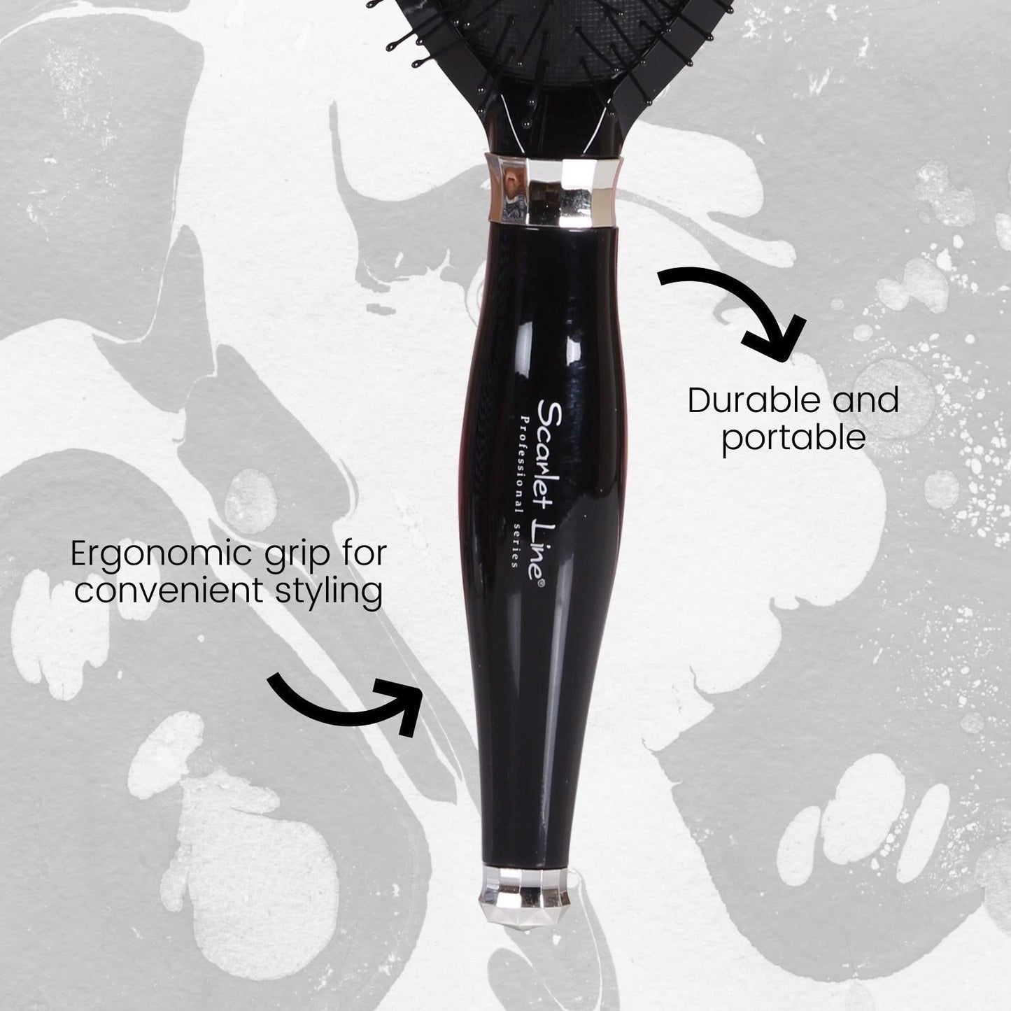 SBX029 Professional Diamond Oval Shape Large Rubber Cushion Pad Paddle Salon Hair Styling Brush Paddle Brushes Scarlet Line Black n Silver Koki Story