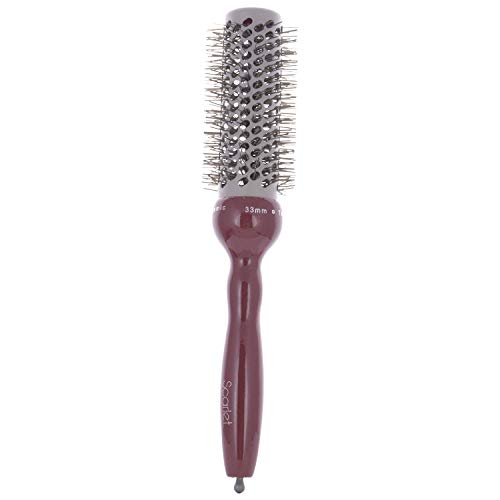 SPH002 Professional Medium Ceramic Hot Curling Round Hair Brush with Wooden Handle , Red and Silver Round Hair Brushes Scarlet Line Koki Story